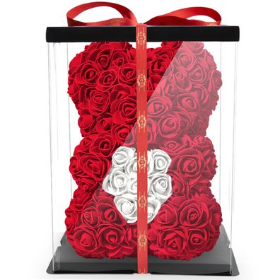 Rosenbär Herz 25 cm inkl. Geschenkbox - Geschenk für Freundin Jahrestag Geburtstag