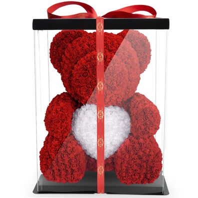 Rosenbär Herz 70 cm inkl. Geschenkbox - Geschenk für Freundin Jahrestag Geburtstag
