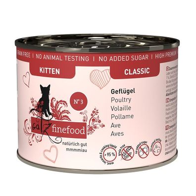 catz finefood - Classic Kitten ¦ N° 03 Geflügel - 12 x 200g ¦ nasses Katzenfutter ...