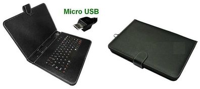 Tastatur Micro USB + PU Leder Tasche Hülle für 9 Zoll Tablet PC Deutsch QWERT S. NEU
