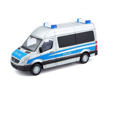 Bburago 18-32006P Modellauto Mercedes Sprinter Polizei silber-blau, Maßstab 1:50