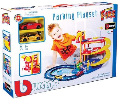 BBburago - Street Fire Parkgarage Parking Playset Parkhaus Spielzeugautos 1:43