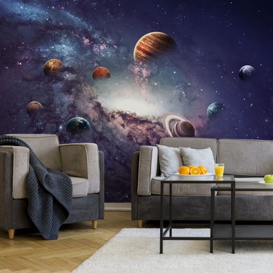 Muralo Selbstklebende Fototapeten XXL Galaxie Planeten Sterne in 3D 4373
