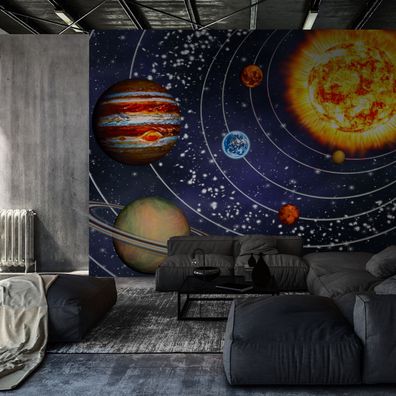 Muralo Selbstklebende Fototapeten XXL Planeten Sonne Orbits Kosmos 3D 4375