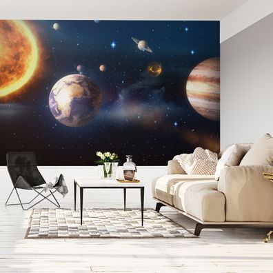 Muralo Selbstklebende Fototapeten XXL Planeten Erde Sonne Sterne 4384