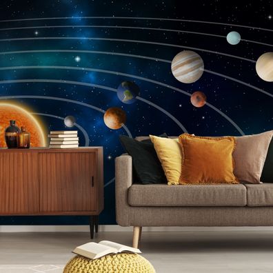 Muralo VLIES Fototapeten Tapeten XXL Sonnensystem Sterne Planeten 4389