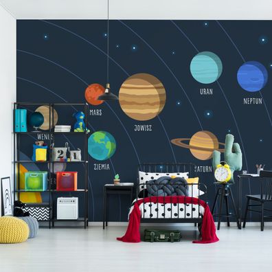 Muralo Selbstklebende Fototapeten XXL Sonnensystem Aufschriften 4393
