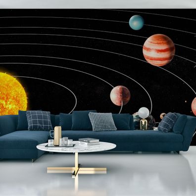 Muralo Selbstklebende Fototapeten XXL SONNE Planeten Orbits Galaxie 4395