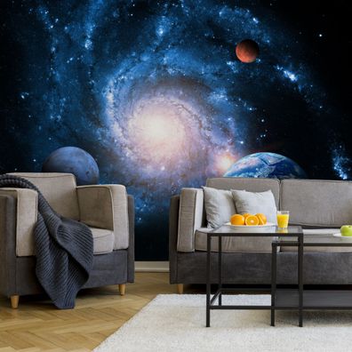 Muralo Selbstklebende Fototapeten XXL Galaxie Planeten Sterne Dekor 4407