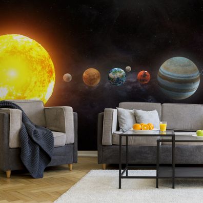 Muralo Selbstklebende Fototapeten XXL Sonnensystem Sterne Dekor 4425