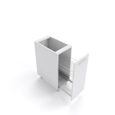 Küchenschrank mit Cargo Korb Weiß hochglanz Matt 15-60 cm Möbelbeine chrom soft clos