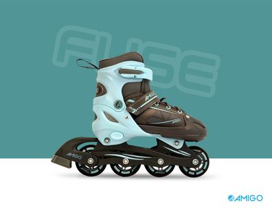 Kinder Rollschuhe Inlineskater Verstellbar Roller Skates Hellblau Größe 30-33