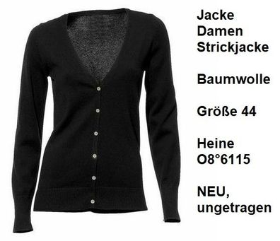 Jacke Damen Strickjacke Baumwolle Größe 44 Heine O8°6115. NEU, ungetragen.