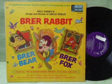 LP Disneyland ST-3907 Uncle Remus Brer Rabbit Bear Fox Songs Stories Livre