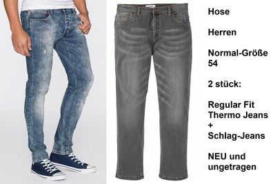 Hose Herren Normal-Größe 54, 2 stück: Jeans Cargo + Regular Fit Thermo Jeans. NEU