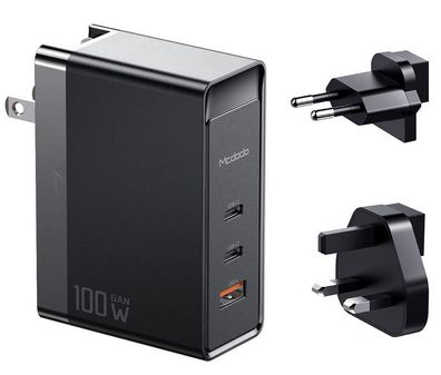 Mcdodo 100W GaN 3 Port Wandladegerät Fast Charger 2x Typ-C + USB Anschlüsse Schnel...