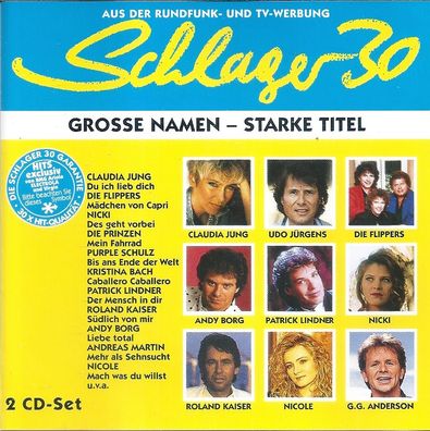 CD: Schlager 30 - Grosse Namen - Starke Titel (1992) Electrola 7 80548 2