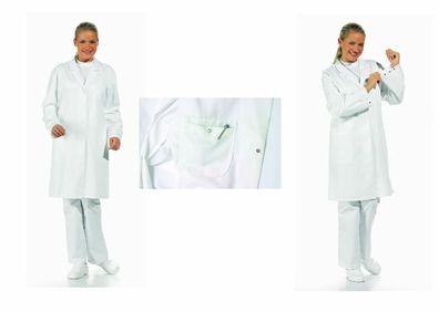 LEIBER Damen Berufssmantel Hygienebekleidung weiß HACCP 08-727, Druckknöpfe