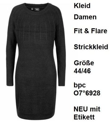 Kleid Damen Fit & Flare Strickkleid Größe 44/46 bpc O7°6928. NEU mit Etikett.