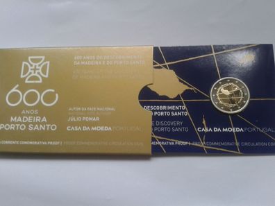 Original 2 euro 2019 PP Portugal coincard 600. Jahrestag Madeira Porto santo