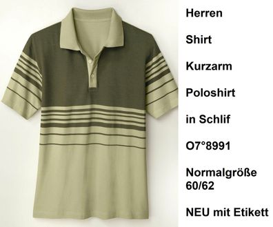 Herren Shirt Kurzarm Poloshirt in Schlif O7°8991 Normalgröße 60/62. NEU mit Etikett