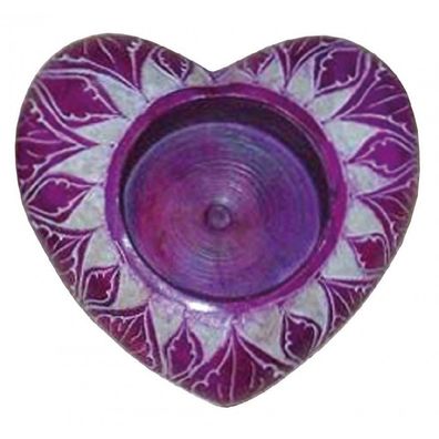 Teelichthalter Herz aus Speckstein lila 6 cm Windlicht Kerzenhalter