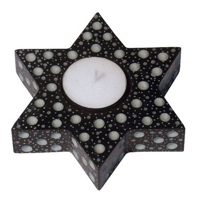 Teelichthalter Stern Speckstein schwarz 11 x 11 cm Windlicht Kerzenhalter
