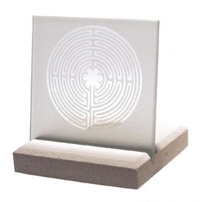 Licht-Objekt Labyrinth von Chartres Glas-Stein Windlicht Teelichthalter