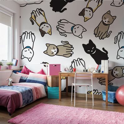 Muralo Selbstklebende Fototapeten XXL Kinder KATZEN Bunte Kätzchen 3405