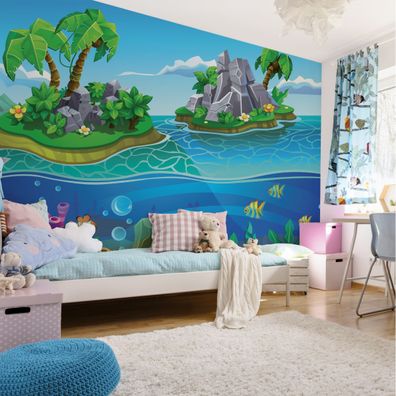 Muralo Selbstklebende Fototapeten XXL Kinder Tropische Insel Fische 2918
