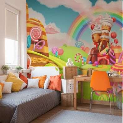 Muralo Selbstklebende Fototapeten XXL Kinder Land von Süßigkeiten 3D 3189