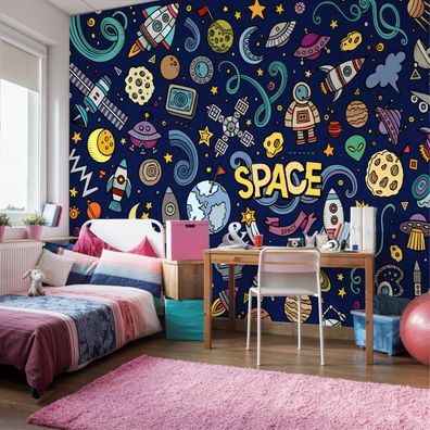 Muralo Selbstklebende Fototapeten XXL Kinder Kosmos Planeten Muster 2827