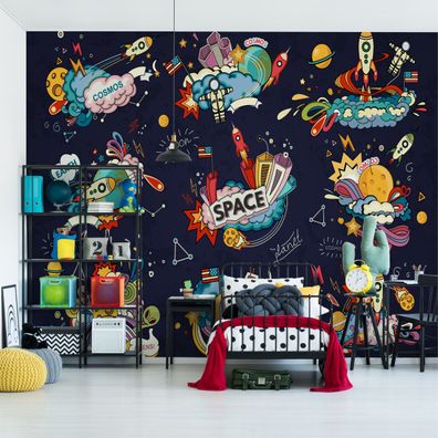 Muralo Selbstklebende Fototapeten XXL für Kinder Kosmos Astronauten 2829