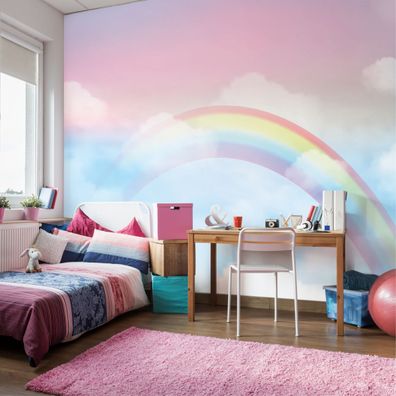 Muralo Selbstklebende Fototapeten XXL Kinder Regenbogen Himmel Wolken 2830