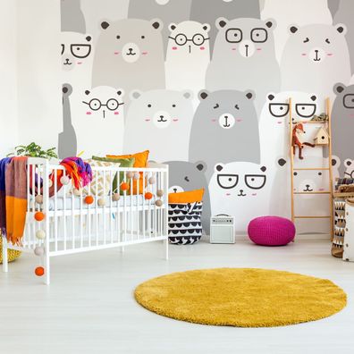 Muralo Selbstklebende Fototapeten XXL für Kinder BäRCHEN Brille 3D 4328