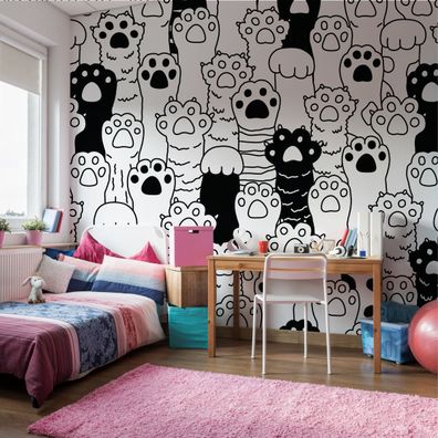 Muralo Selbstklebende Fototapeten XXL Kinder Katzenpfoten Tiere 3395
