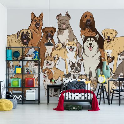 Muralo Selbstklebende Fototapeten XXL für Kinder Hunde Husky Labrador 3382