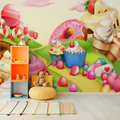 Muralo Selbstklebende Fototapeten XXL Kinder Land von Süßigkeiten 3D 3183