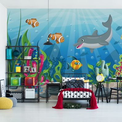 Muralo Selbstklebende Fototapeten XXL Kinder Tiere FISCHE Ozean 2901