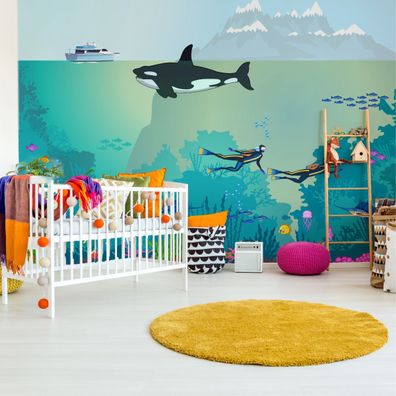 Muralo Selbstklebende Fototapeten XXL Kinder Ozean TIERE Fische 2925