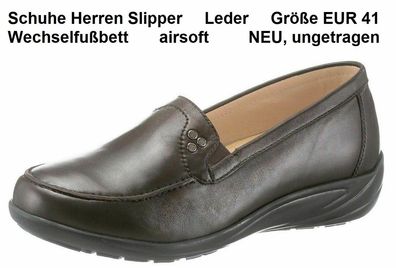 Schuhe Herren Slipper Leder Größe EUR 41 Wechselfußbett airsoft. NEU, ungetragen