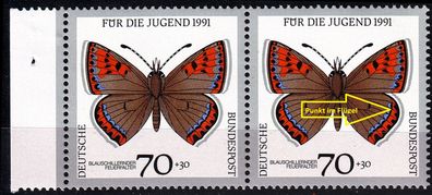 Germany BUND [1991] MiNr 1515 F14 2er ( * * / mnh ) [01] Schmetterlinge Plattenfehler