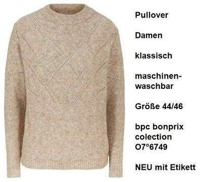 Pullover Damen klassisch maschinenwaschbar Größe 44/46 bpc bonprix. NEU, mit Etikett.