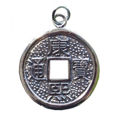 Anhänger Chinesische Glücksmünze 925er Silber 5,8 g Glücksbringer Talisman