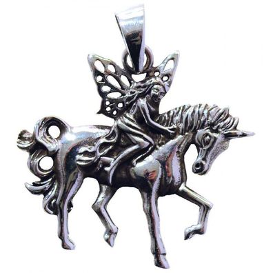 Anhänger Einhorn MIT ELFE Silber 925 6,3 g Unicorn Pferd Mythologie Fantasy