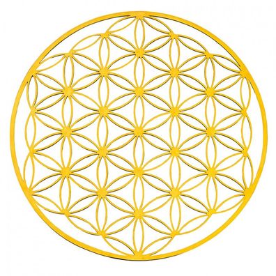 Wand-Ornament BLUME DES LEBENS vergoldet 12 cm Wandbild Wandhänger Relief
