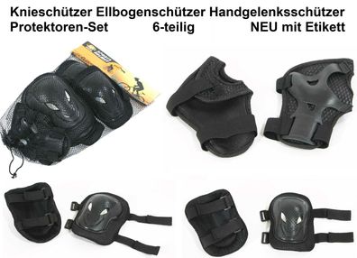 Protektoren-Set 6-teilig Knieschützer Ellbogenschützer Handgelenksschützer NEU Etiket