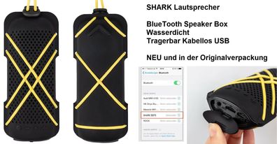 SHARK Lautsprecher BlueTooth Speaker Box Wasserdicht Tragerbar Kabellos USB. NEU, OVP