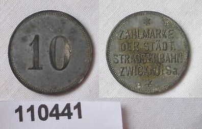 10 Pfennig Zink Zahlmarke der städtischen Strassenbahn Zwickau (110291)