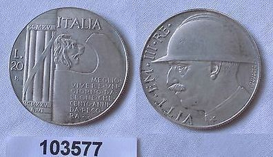 20 Lire Silber Münze Italien König Vittorio Emanuele III 1928 (103577)